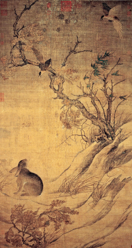 artist, Cui Bai, hare, magpie