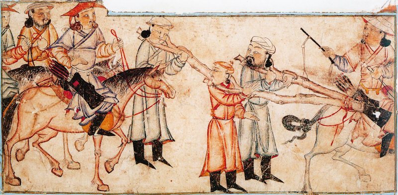 Mongol, prisoners, cangue