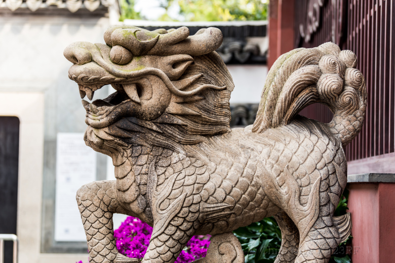 qilin, sculpture, temple