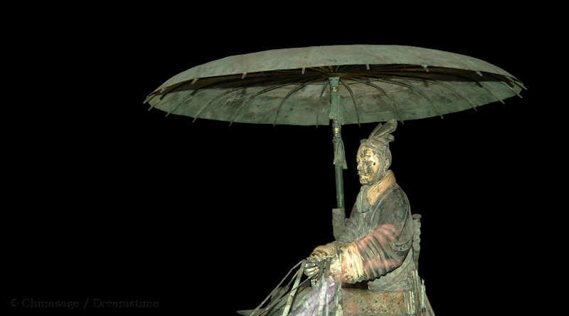 Qin dynasty, Terracotta army, chariot, umbrella