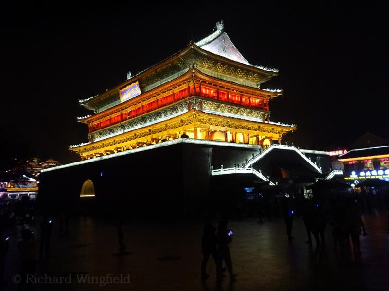xian, shaanxi, bell tower, night