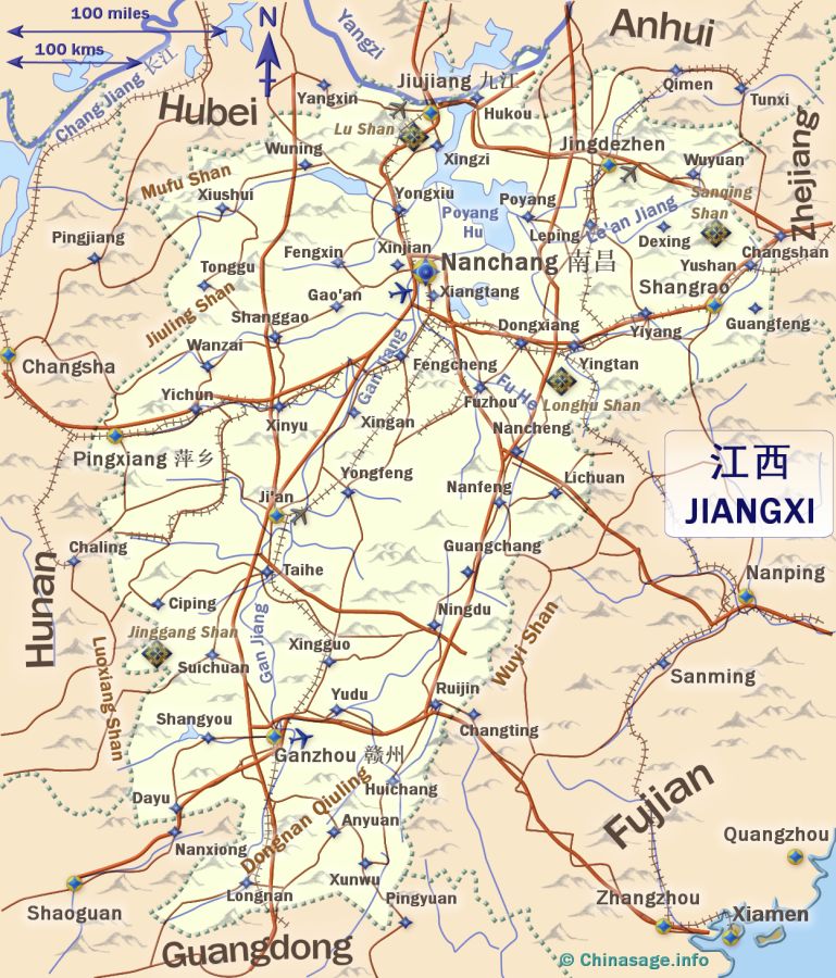 Map of Jiangxi,Jiangxi province map