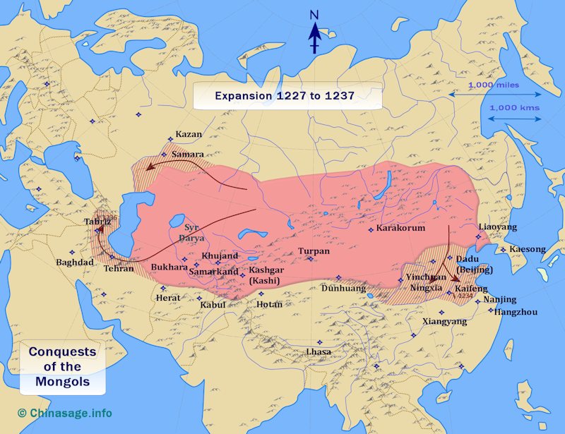 Map of Mongol conquest 1227-37