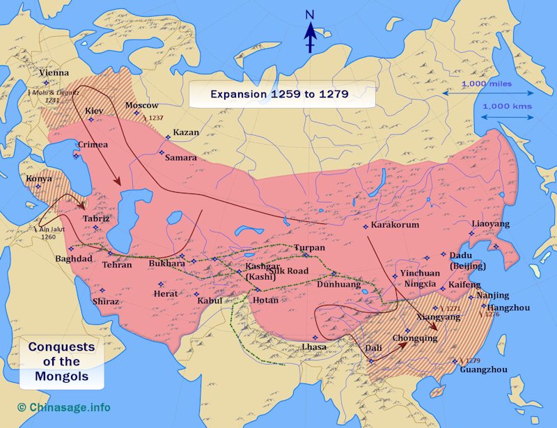 Map of the conquest of the Southern Song 1259-79