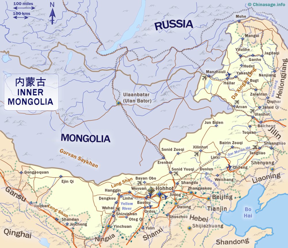 Map of Inner Mongolia,Inner Mongolia province map