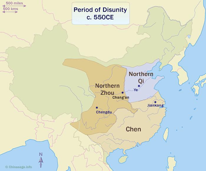 Map of China in the Period of Disunity