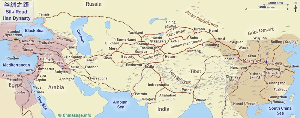 Map of Silk Road to China