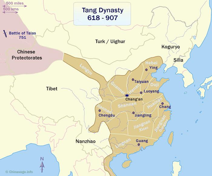 map of China in the Tang dynasty