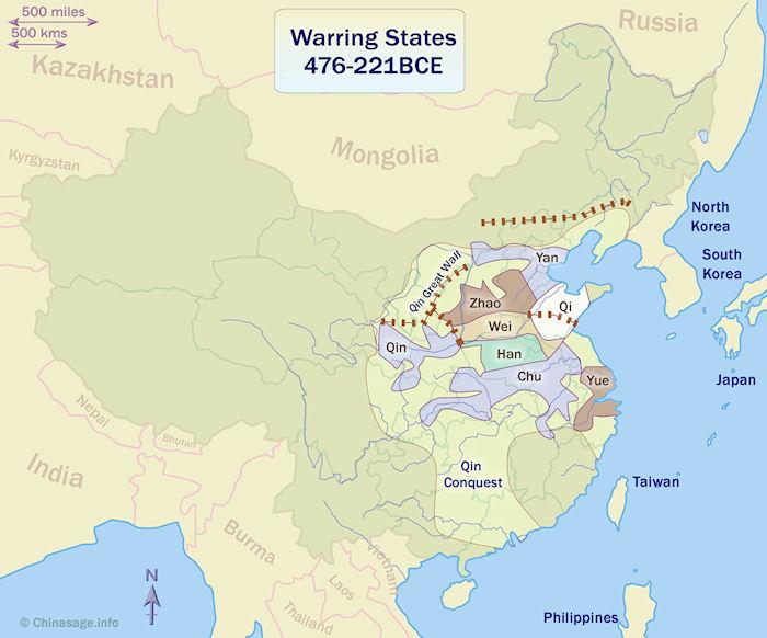 Map of China during the WarringStates period