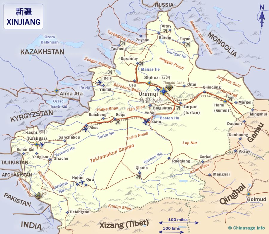Map of Xinjiang,Xinjiang province map