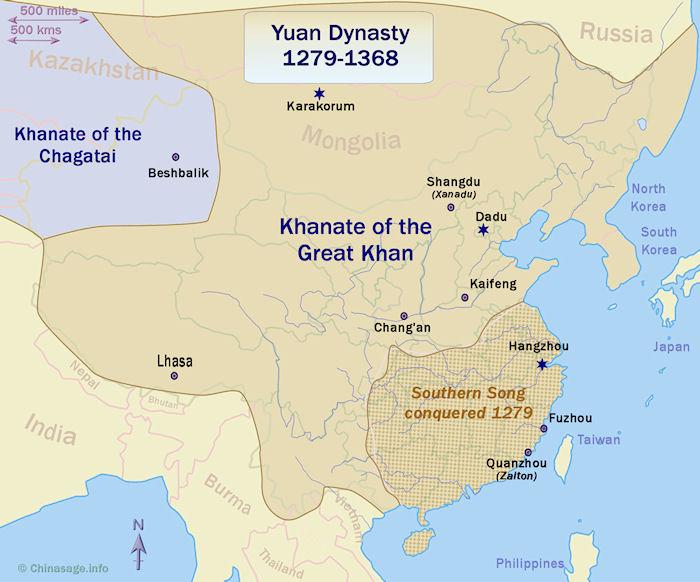 Map of Mongol dynasty China