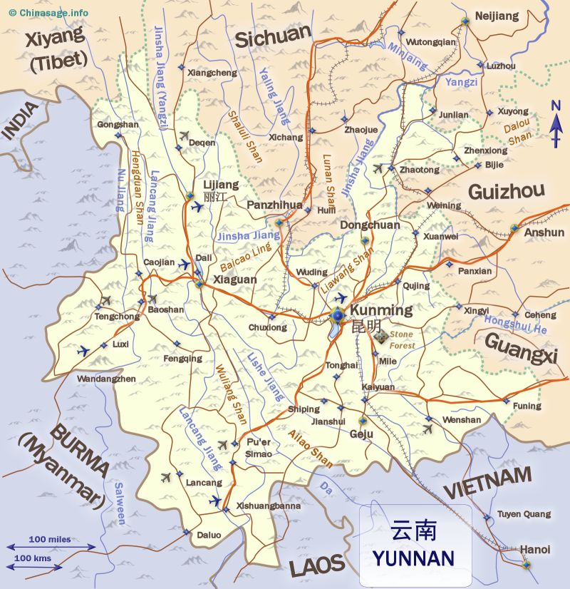 Map of Yunnan,Yunnan province map